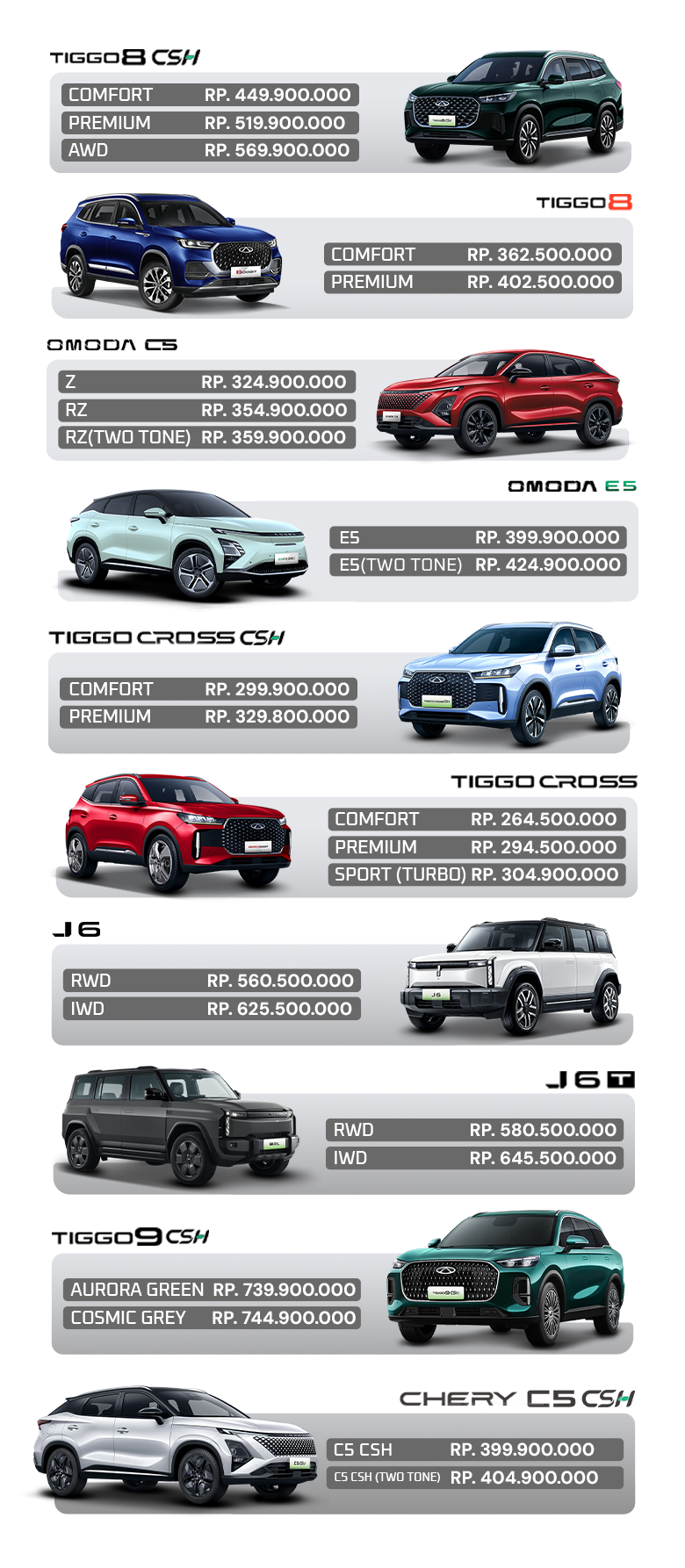 Price list 2026